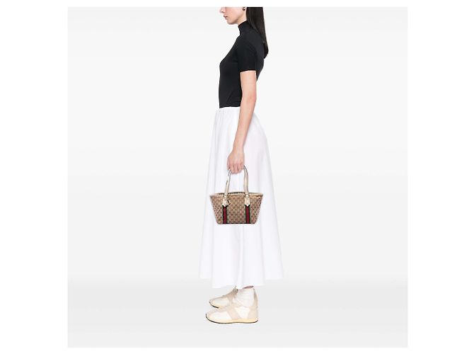 Saco Tote Gucci Beige GG Canvas Jolicoeur Bege - vista 6