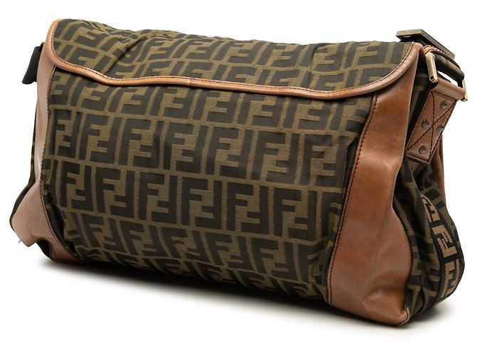 Borsa a tracolla Fendi Brown Zucca Canvas FF Marrone - vista 2