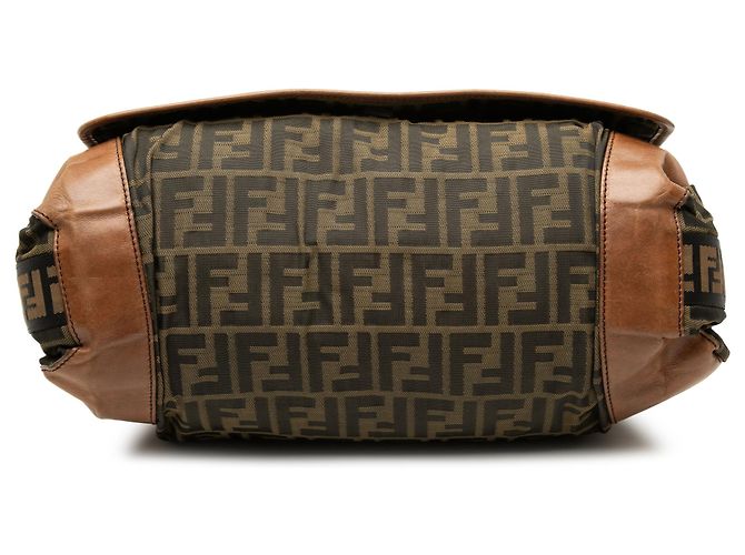 Borsa a tracolla Fendi Brown Zucca Canvas FF Marrone - vista 3