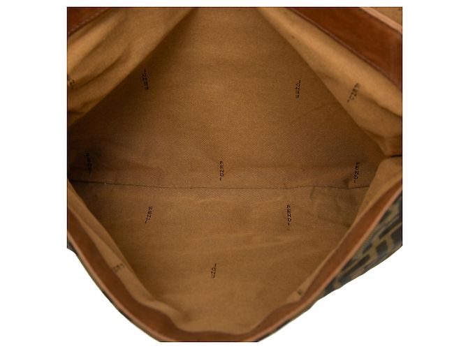 Borsa a tracolla Fendi Brown Zucca Canvas FF Marrone - vista 4