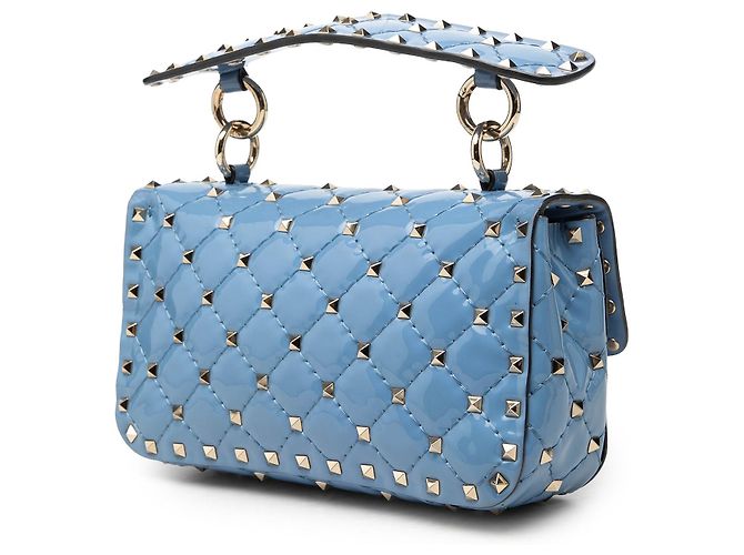 Valentino Blue Small Patent Rockstud Spike Satchel Blau Hellblau - Ansicht 2