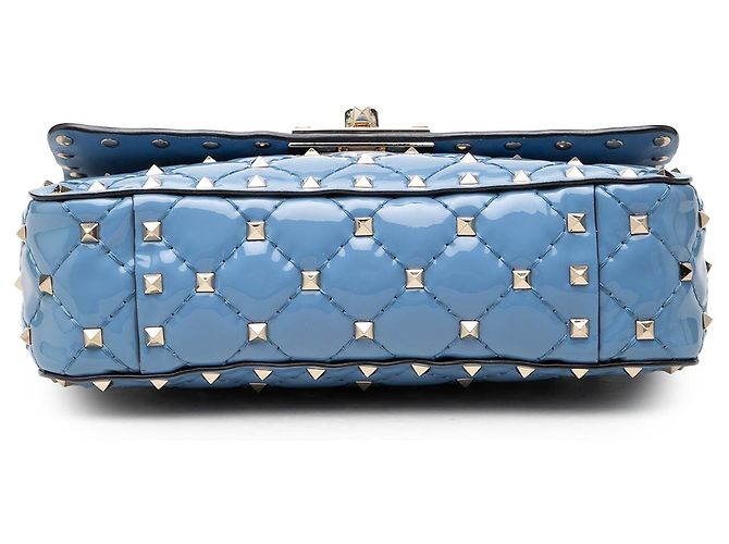 Valentino Blue Small Patent Rockstud Spike Satchel Blau Hellblau - Ansicht 3