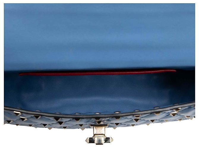 Valentino Blue Small Patent Rockstud Spike Satchel Blau Hellblau - Ansicht 5
