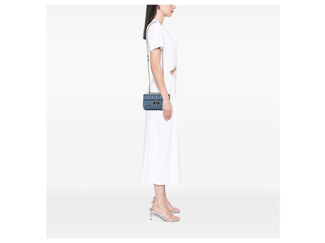 Valentino Blue Small Patent Rockstud Spike Satchel Blau Hellblau - Ansicht 6