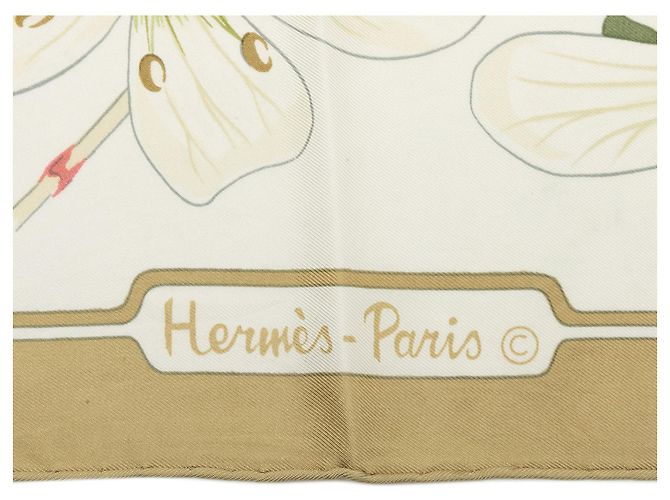 Hermès White Flora Graeca Seidentuch 90 Weiß Aus weiß - Ansicht 2