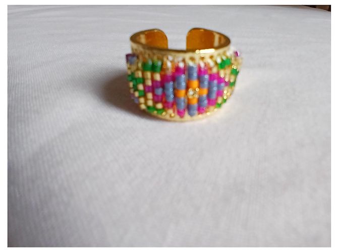 Hipanema Set Bracciale Rigido e Anello Colorato Multicolore D'oro Turchese - vista 10