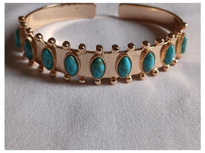 Hipanema Set Bracciale Rigido e Anello Colorato Multicolore D'oro Turchese - vista 4