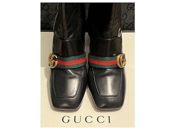 Botines Gucci GG Marmont de piel negra Negro - vista 2