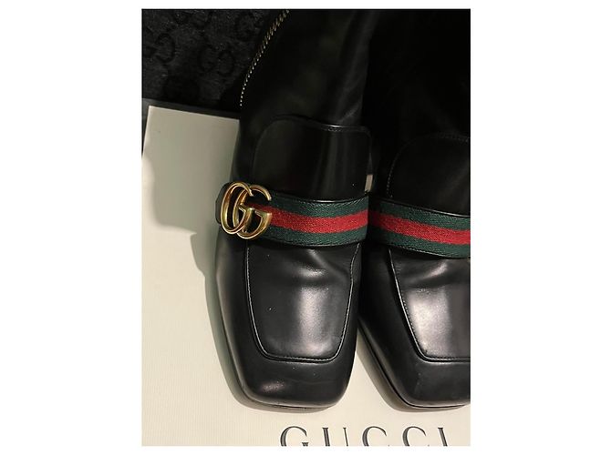 Botines Gucci GG Marmont de piel negra Negro - vista 3