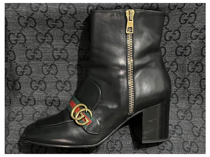 Botines Gucci GG Marmont de piel negra Negro - vista 4