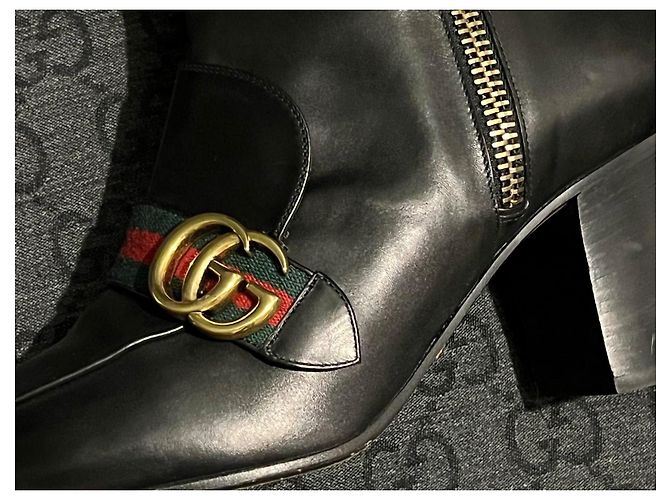 Botines Gucci GG Marmont de piel negra Negro - vista 6