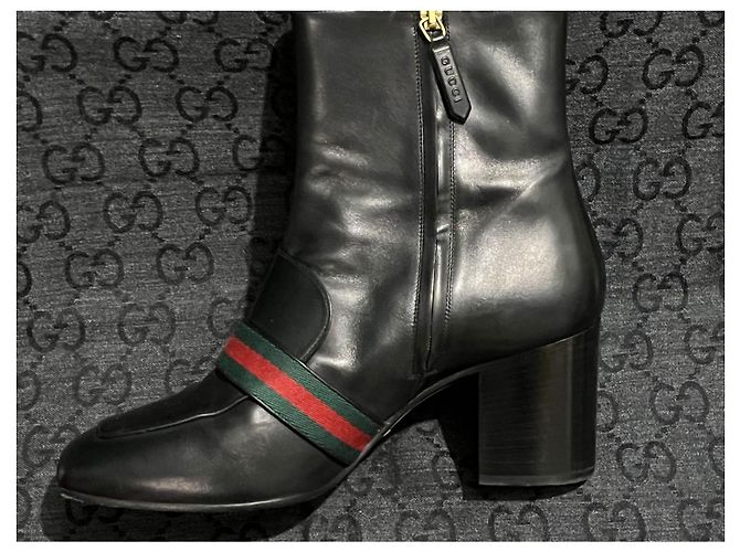 Botines Gucci GG Marmont de piel negra Negro - vista 7