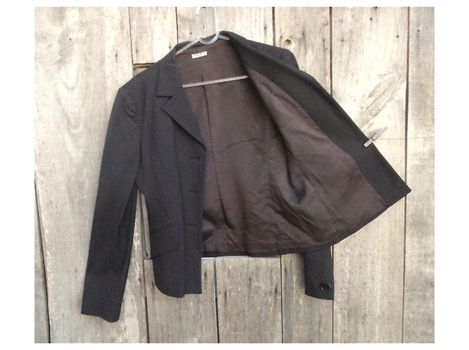 Miu Miu Black Wool-Blend Blazer Jacket - view 2
