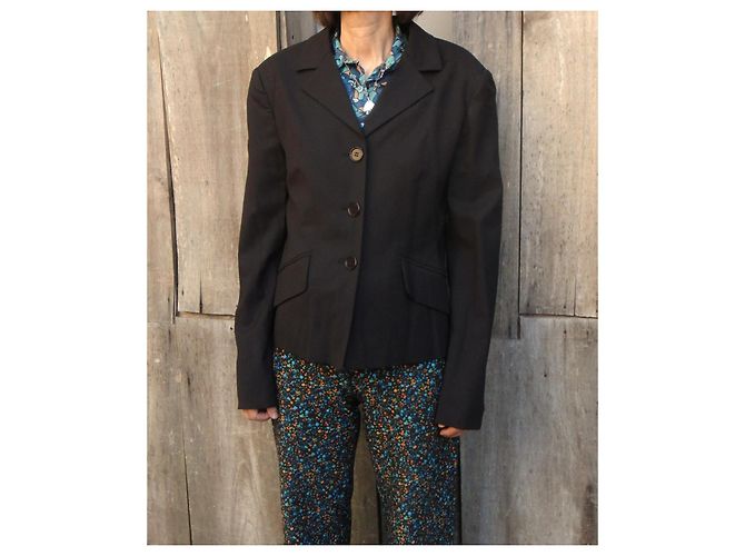 Miu Miu Black Wool-Blend Blazer Jacket - view 3