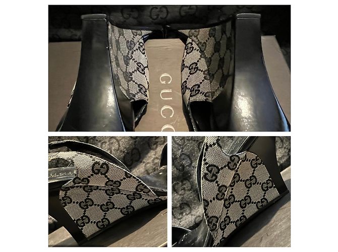 Gucci GG Supreme Monogram Keilabsatzschuhe Schwarz Grau - Ansicht 5