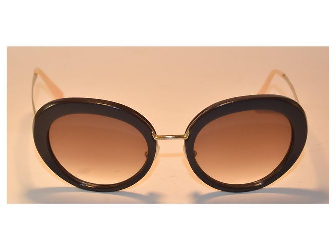 Prada SPR16Q Round Sunglasses Brown - view 2