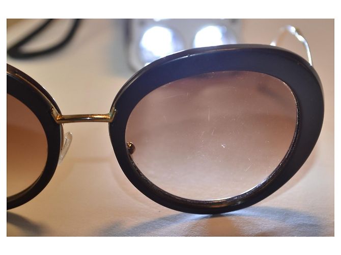Prada SPR16Q Round Sunglasses Brown - view 9