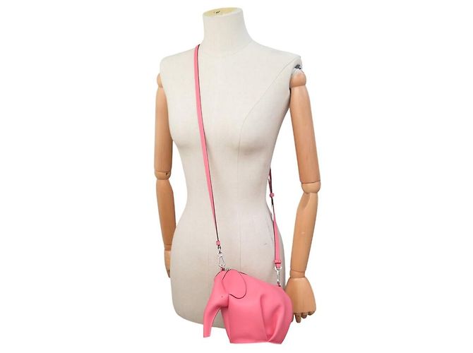 NUOVA BORSA LOEWE ANIMALS ELEPHANT SMALL PELLE ROSA TRACOLLA - vista 9