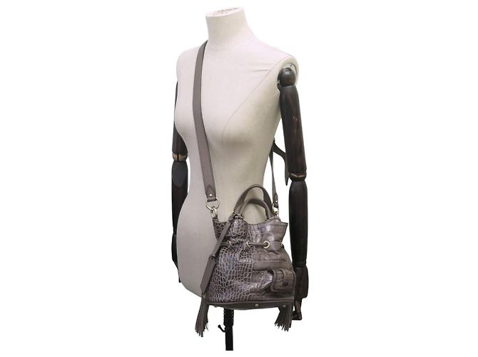 BORSA A MANO LANCEL PREMIER FLIRT PM A04652 PELLE EFFETTO COCCO GRIGIO TRACOLLA - vista 7