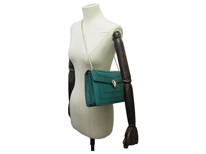 BORSA A MANO BULGARI SERPENTI FOREVER MM IN PELLE VERDE BORSA A TRACCOLLA - vista 3