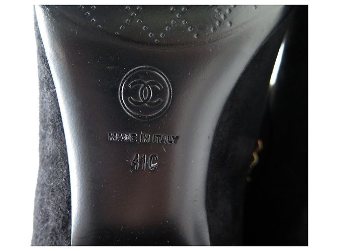 STIVILETTI CHANEL G34929 CATENA LOGO CC 41 CANGIUME NERO CON TACCO - vista 7