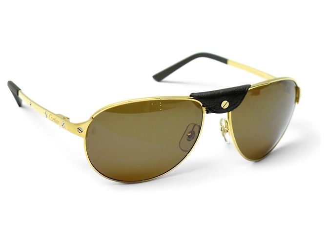 OCCHIALI DA SOLE CARTIER SANTOS DUMONT DORE CT0074S NUOVI D'oro - vista 2