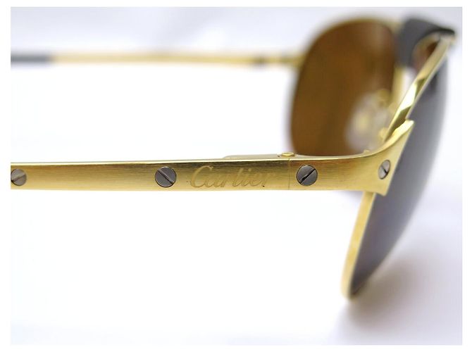 OCCHIALI DA SOLE CARTIER SANTOS DUMONT DORE CT0074S NUOVI D'oro - vista 5