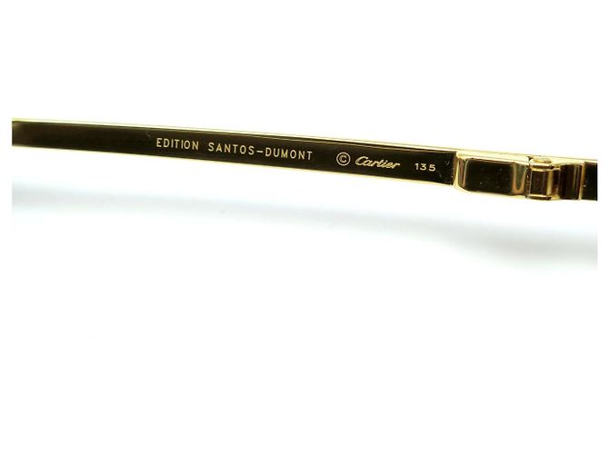 OCCHIALI DA SOLE CARTIER SANTOS DUMONT DORE CT0074S NUOVI D'oro - vista 7