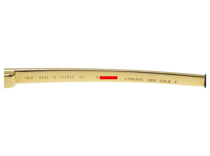OCCHIALI DA SOLE CARTIER SANTOS DUMONT DORE CT0074S NUOVI D'oro - vista 8
