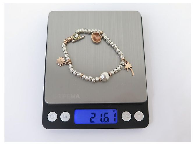 NUOVO BRACCIALE DODO POMELLATO GRANELLI ARGENTO 925 & ORO ROSA 9K CHARMS BANGLE - vista 11