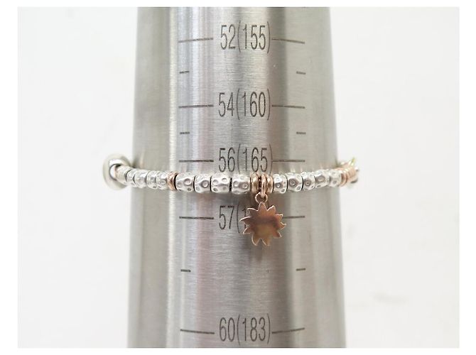 NUOVO BRACCIALE DODO POMELLATO GRANELLI ARGENTO 925 & ORO ROSA 9K CHARMS BANGLE - vista 12