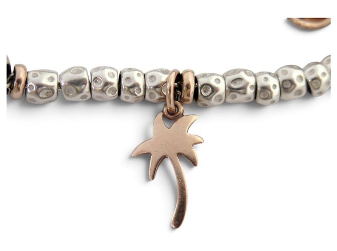 NUOVO BRACCIALE DODO POMELLATO GRANELLI ARGENTO 925 & ORO ROSA 9K CHARMS BANGLE - vista 5