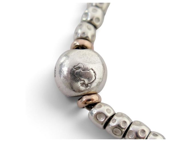 NUOVO BRACCIALE DODO POMELLATO GRANELLI ARGENTO 925 & ORO ROSA 9K CHARMS BANGLE - vista 8