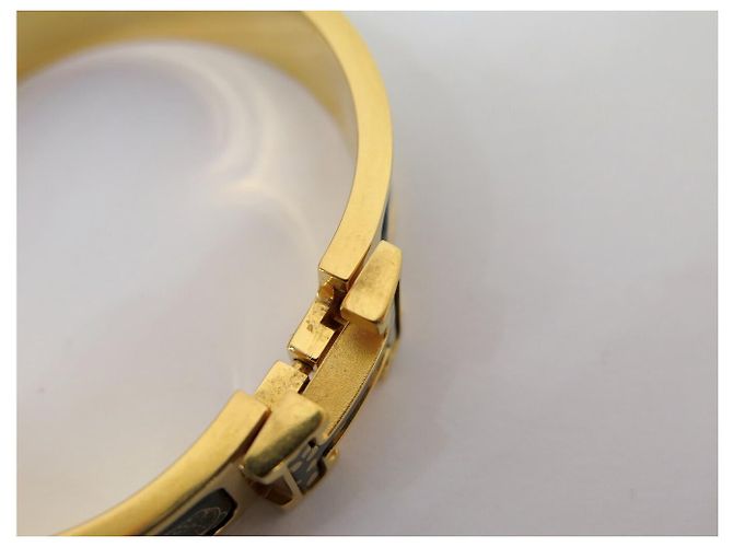 Hermès BRACCIALE HERMES CLIC H LES LEOPARDS SMALTO NERO DORATO 15.7CM EDIZIONE LIMITATA BANGLE - vista 12