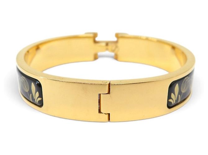 Hermès BRACCIALE HERMES CLIC H LES LEOPARDS SMALTO NERO DORATO 15.7CM EDIZIONE LIMITATA BANGLE - vista 3