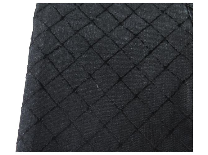 CHANEL STRETCH DENIM PANTS CC LOGO BUTTON P58310 S 36 IN QUILTED DENIM Black - view 10
