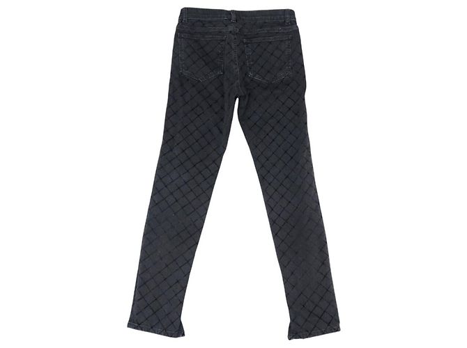 CHANEL STRETCH DENIM PANTS CC LOGO BUTTON P58310 S 36 IN QUILTED DENIM Black - view 3