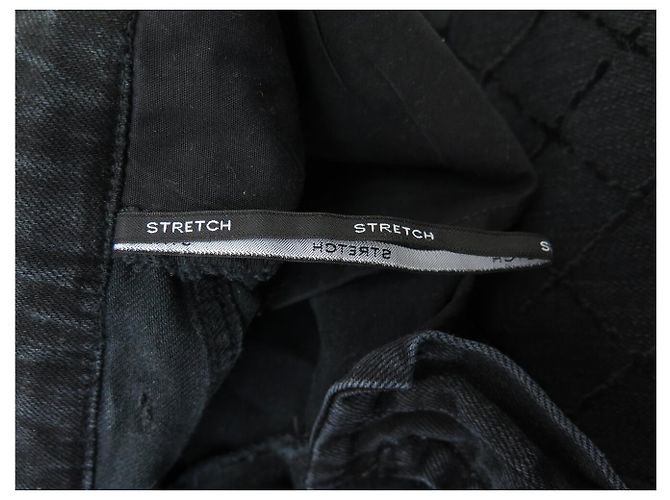 CHANEL STRETCH DENIM PANTS CC LOGO BUTTON P58310 S 36 IN QUILTED DENIM Black - view 6