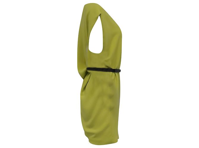 Vestido corto con cinturón Diane Von Furstenberg en triacetato verde lima - vista 3
