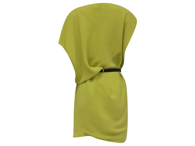Vestido corto con cinturón Diane Von Furstenberg en triacetato verde lima - vista 4