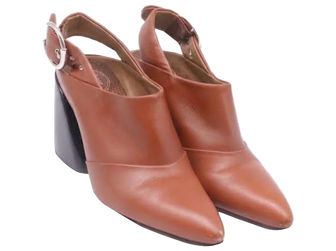 Mules Slingback Wave da Chloé em couro marrom Vermelho - vista 3