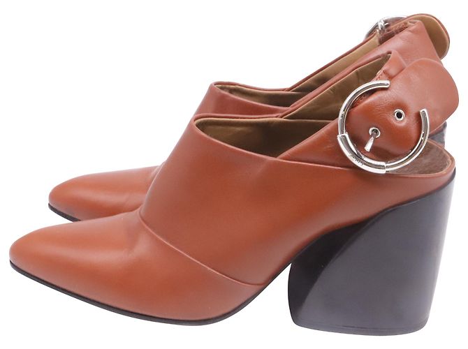 Mules Slingback Wave da Chloé em couro marrom Vermelho - vista 4