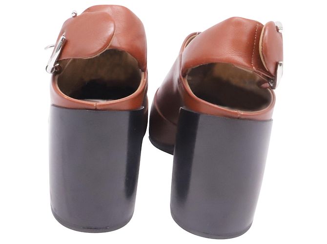 Mules Slingback Wave da Chloé em couro marrom Vermelho - vista 5