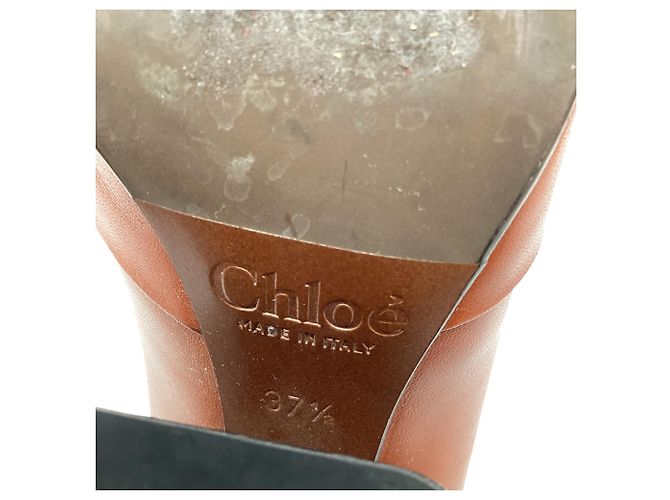 Mules Slingback Wave da Chloé em couro marrom Vermelho - vista 7