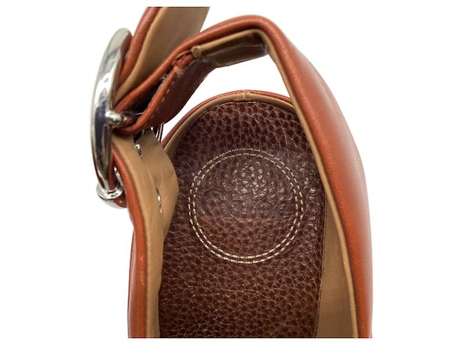 Mules Slingback Wave da Chloé em couro marrom Vermelho - vista 9