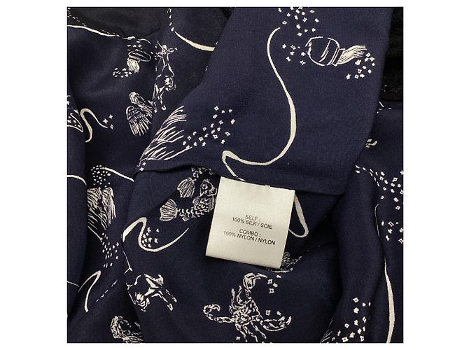 Autre Marque Mini abito a maniche lunghe stampato Tanya Taylor in seta blu navy Blu chiaro - vista 3