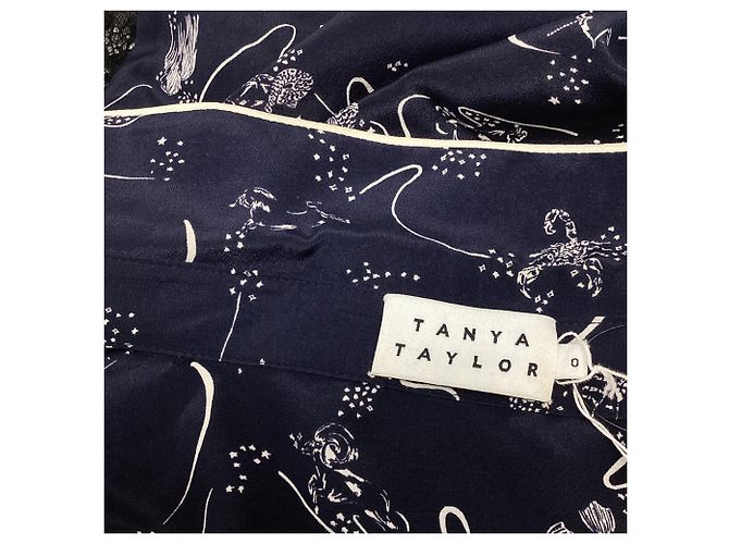 Autre Marque Mini abito a maniche lunghe stampato Tanya Taylor in seta blu navy Blu chiaro - vista 4