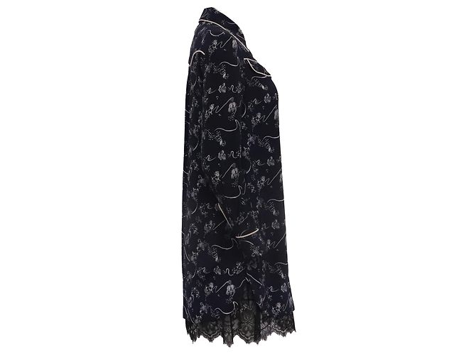 Autre Marque Mini abito a maniche lunghe stampato Tanya Taylor in seta blu navy Blu chiaro - vista 6