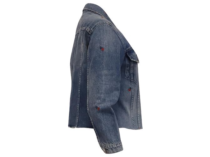 Autre Marque Chaqueta vaquera bordada Amo en algodón azul - vista 3