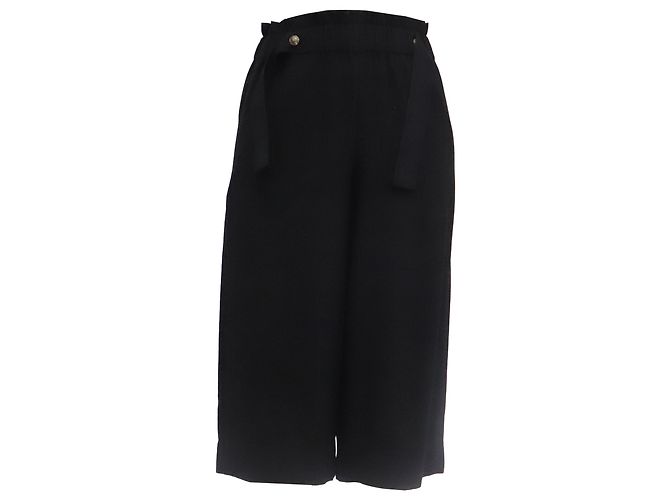 Vince Culottes mit elastischem Bund aus schwarzem Triacetat Python drucken - Ansicht 5